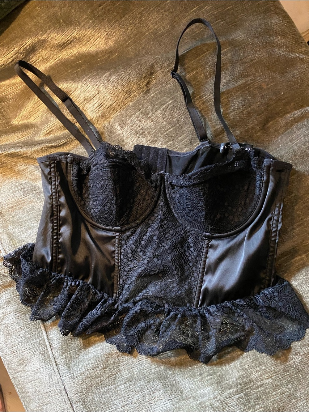 Sincerely Jules Black Lace Bustier Crop Top